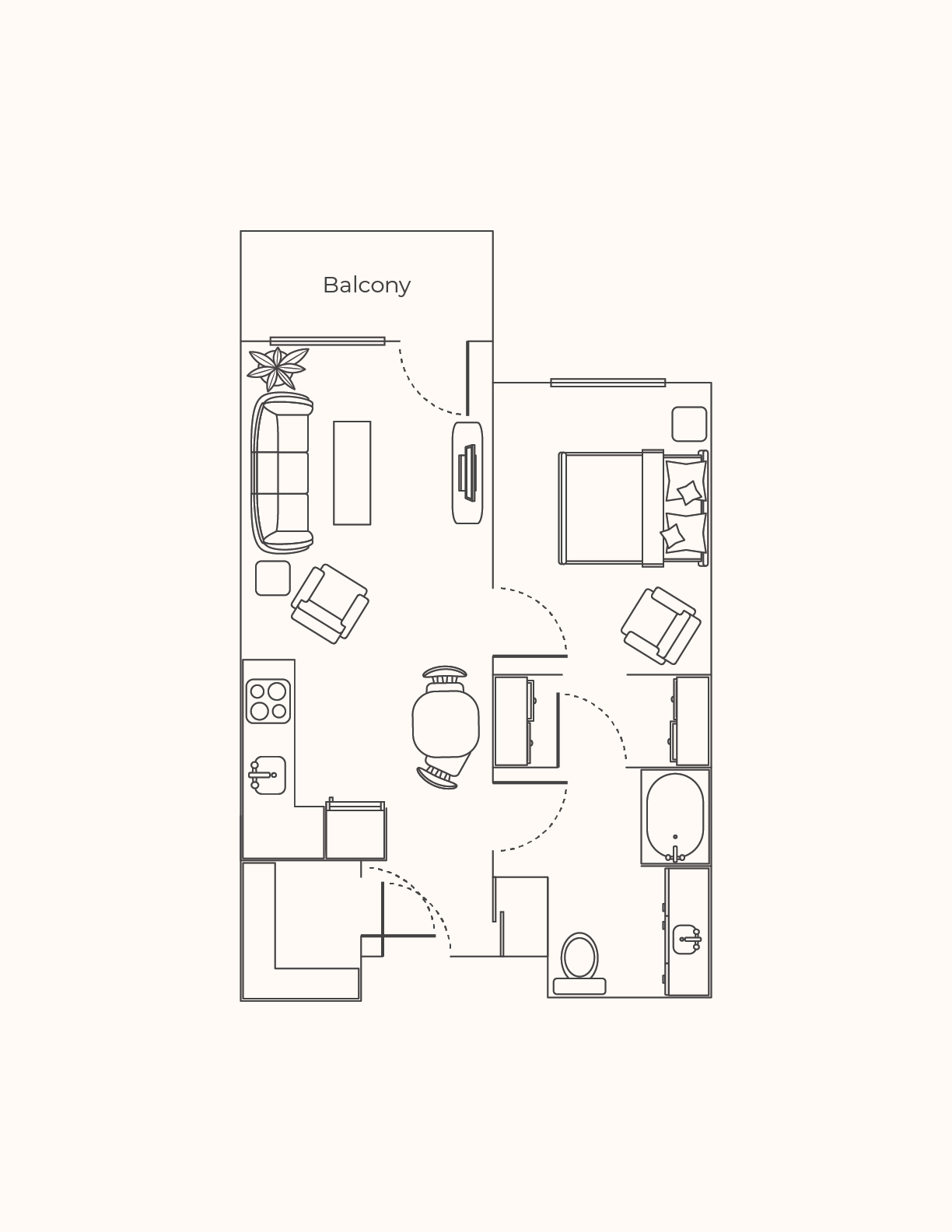 One-Bedroom Plan B, 660 Sq ft.